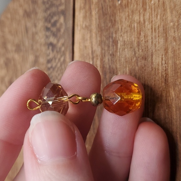 Amber crystal chandelier drop facet pendant - Picture 2 of 2